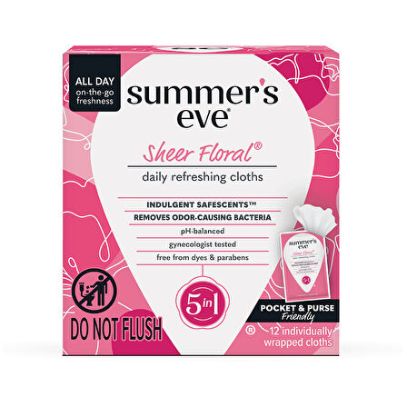 Summer's Eve İntim Hassas Bölge Temizleme Bezi Floral 12lı