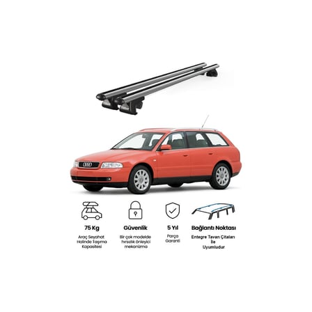 Venüs Audi A4 Avant (1995-2001) Uyumlu Gri Ara Atkı Port Bagaj Tavan Barı