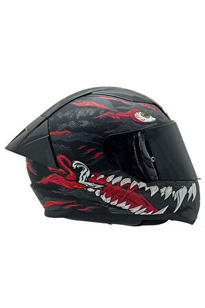 Rapıd 2 Race Kaıju Mat Siyah-kırmızı Kask