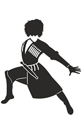 Kafkas Dansçı Folyo Kesim Etiket (Siyah) 15 Cm