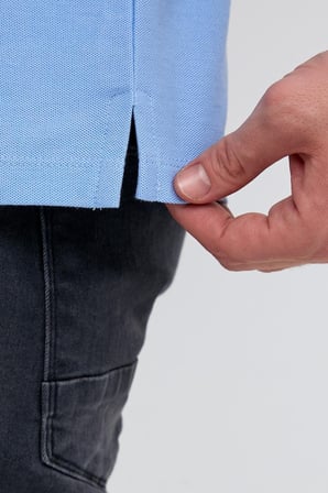 Erkek Düz Kısa Kollu Basic Uzun Buz Mavi Polo Yaka Tişört