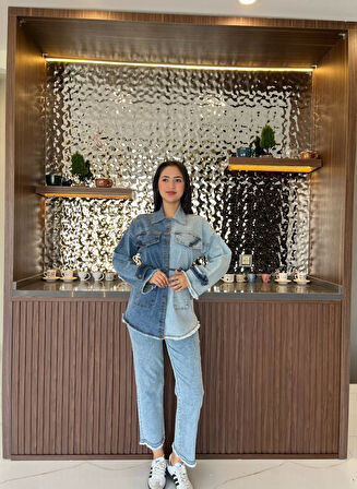 Çift Renk Basıc Kol Aksesurlı Cep Detaylı  Paça Püskül Pantolon Gömlek Takım TKM16019