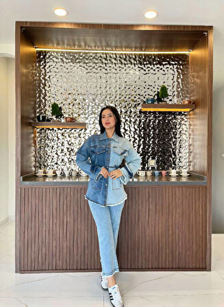 Çift Renk Basıc Kol Aksesurlı Cep Detaylı  Paça Püskül Pantolon Gömlek Takım TKM16019