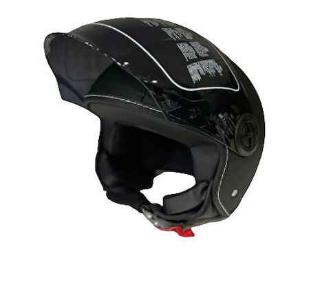 FX-101 Deri Kaplama Siyah Açık Kask