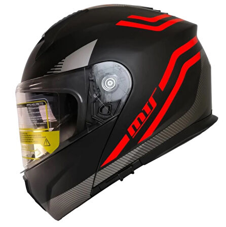 MTS 966 Wx20 Red Çene Açılır Mat Siyah-kırmızı Kask