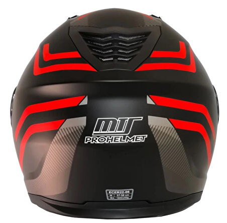 MTS 966 Wx20 Red Çene Açılır Mat Siyah-kırmızı Kask