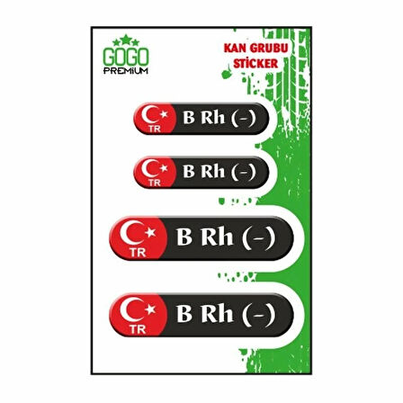 Kan Grubu B Rh(-) Siyah Dörtlü Damla Etiket