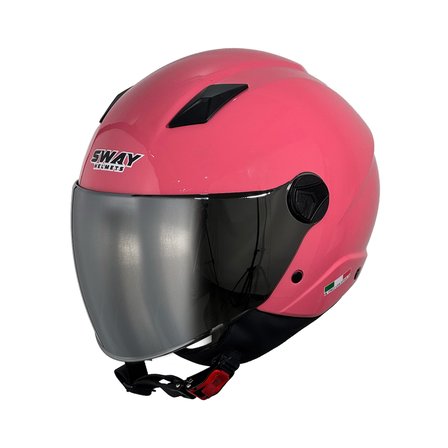 Sway SW 765 Güneş Vizörlü Yarım Motosiklet Kaskı Pembe