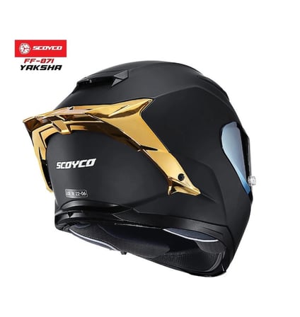 Scoyco FF-871 Yaksha Mat Siyah-Gold Güneş Vizörlü Kapalı Kask (Gold Camlı)