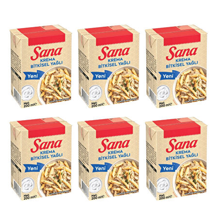Sana Bitkisel Krema 200 ml x 6 Adet