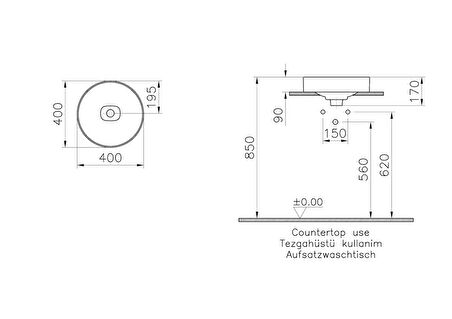 VitrA Metropole 7532B003-1398 Çanak Lavabo, 40cm, Beyaz