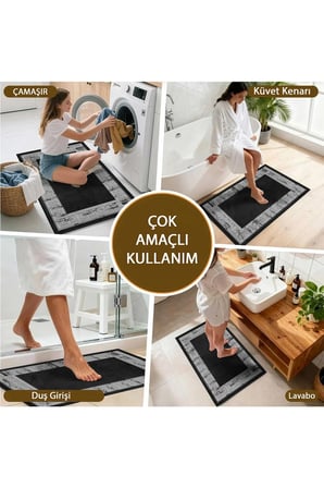 Banyo Paspası, Yumuşak Banyo Halısı, Kaymaz Dot Tabanlı, Yıkanabilir - 60x100