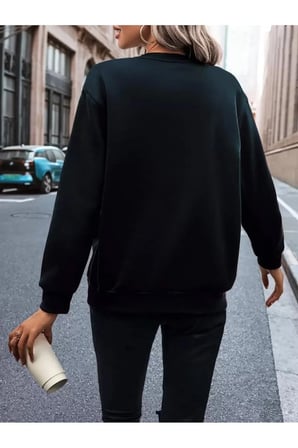 Unisex Butcoffee Baskılı Bisiklet Yaka Sweatshirt