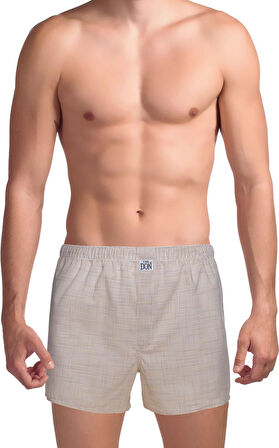 The DON Poplin Erkek Boxer Bej Ekose