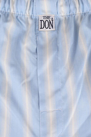 The DON Poplin Erkek Boxer Açık Mavi Retro Çizgili