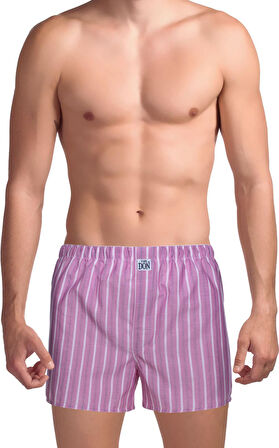 The DON Poplin Erkek Boxer Flamingo Pembe Çizgili