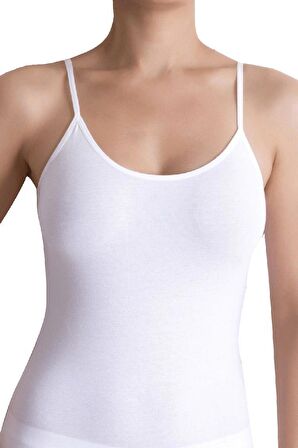 The DON Organic Blended Camisole İp Askılı Atlet Beyaz