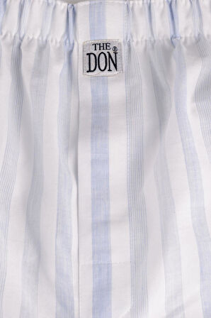 The DON Poplin Erkek Boxer Buz Mavi-Beyaz Çizgili