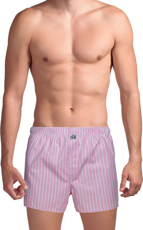 The DON Poplin Erkek Boxer Pembe Portal Çizgili