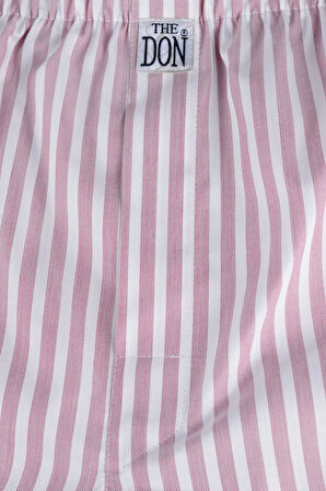 The DON Poplin Erkek Boxer Pembe Parma Çizgili