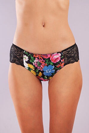 Golshan Garden Boy Short, Kadın Dantelli Çiçek Baskılı Şort Külot