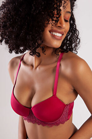 Golshan Garland Big size Plunge Bra, Şarap Rengi Konforlu ve Şık Sütyen