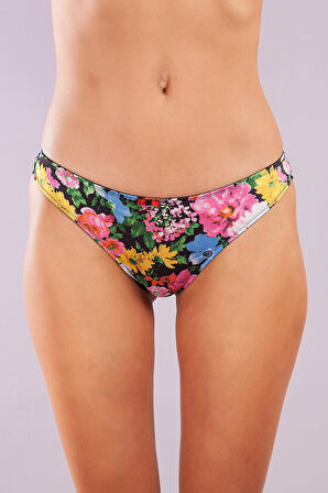 Golshan Garden Brazillian Slip, Kadın Dantelli Çiçek Baskılı Brezilyan Külot