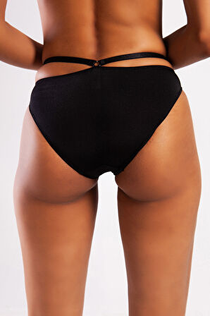 Golshan Gorbus Mini Slip, Kadın Micro Bel Şeritli Siyah Renkli Külot