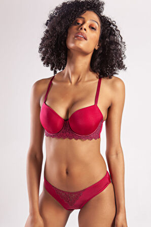 Golshan Garland Big size Plunge Bra, Şarap Rengi Konforlu ve Şık Sütyen