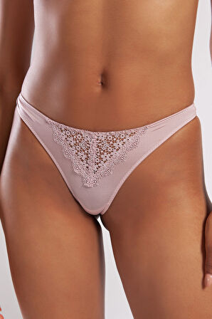 Golshan Garland Mini String, Kadın Güpürlü Açık Pembe Külot