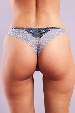 Golshan Gilda Mini Slip, Kadın Dantelli Mavi Külot