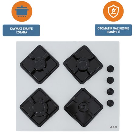 AFM Tech ve Ferre Marka ALFA  Sessiz Turbo Beyaz Dijital Ankastre Set(D087-SA+ FM7701+FM-BD2201 )