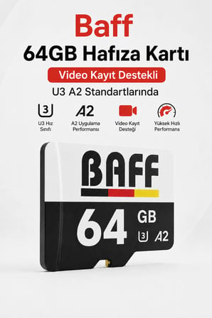 64 GB Micro SD Kart U3 A2 4K Ultra HD Destekli Yüksek Hızlı Hafıza Kartı (Güvenlik Kamerası & Araç Kamerası Uyumlu