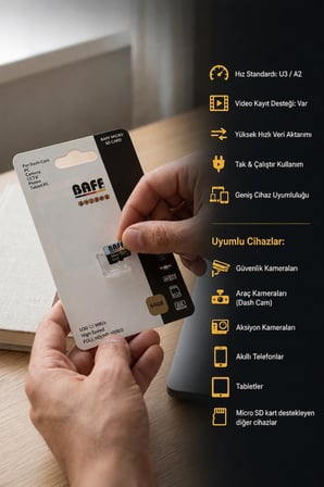 64 GB Micro SD Kart U3 A2 4K Ultra HD Destekli Yüksek Hızlı Hafıza Kartı (Güvenlik Kamerası & Araç Kamerası Uyumlu