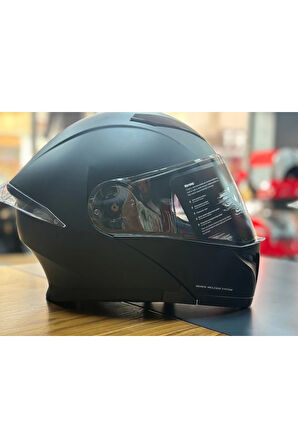 965 MAT BLACK GÜNEŞ VİZÖRLÜ ÇENE AÇILIR MOTOSİKLET KASK