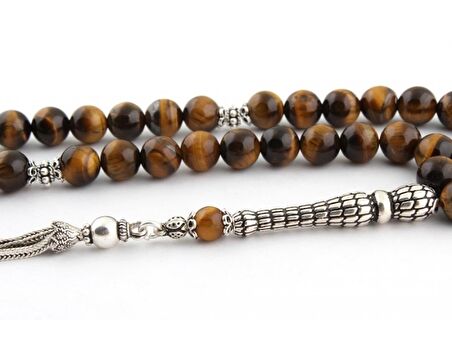 Kaplangözü Küre Kesim Tesbih 925 Ayar Gümüş Üçlü Püskül 867547h