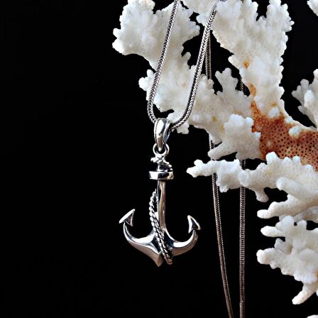 925 Ayar Gümüş Deniz Çapası Model Kolye