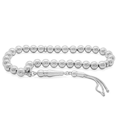 Orta Boy Küre Kesim 925 Ayar Gümüş Tesbih