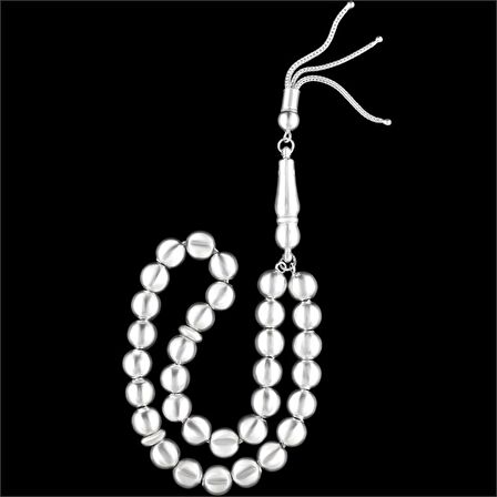 Orta Boy Küre Kesim 925 Ayar Gümüş Tesbih