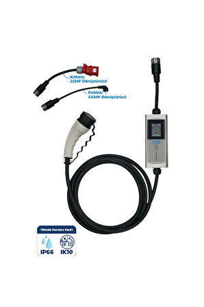 Hims HCTK-22-G 22kW Tip 2 Soketli Akıllı Konnektörlü Taşınabilir Elektrikli Araç Şarj Cihazı