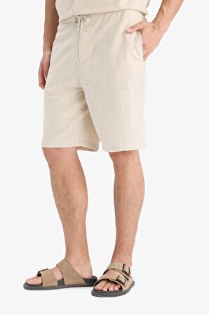 DeFacto %100 Pamuk Relax Fit Cepli Keten Görünümlü Bermuda Şort C7381AX25SMBG655