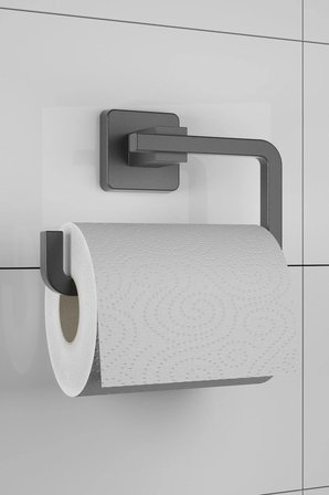 Kare Mat Siyah Kapaksız Kağıtlık + Yuvarlak Havluluk + Uzun Havluluk Banyo Seti