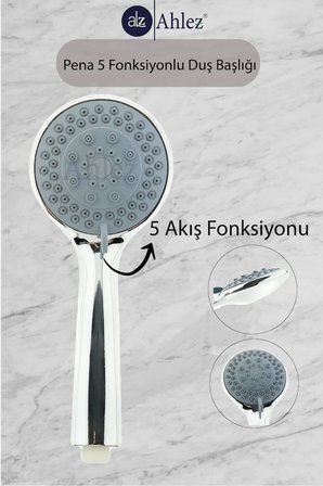Pena 5 Fonksiyonlu Duş Başlığı Pvc Duş Hortumu Mafsal Duş Takımı Mafsallı Duş Seti