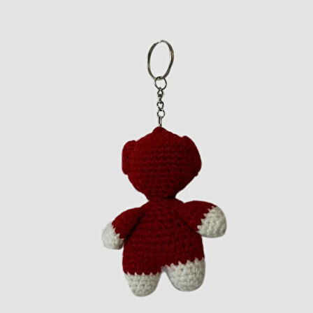 Uretti - Birsen 2552 - El Yapımı Amigurumi Sevimli Ayı Anahtarlık - Kırmızı