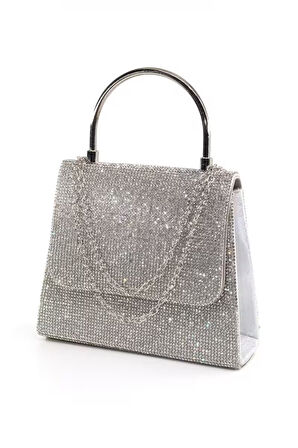 Gümüş Taşlı Abiye çanta. Gümüş Kadın Abiye Çanta. Gümüş Abiye Çanta. Davet Gece Clutch Çanta.