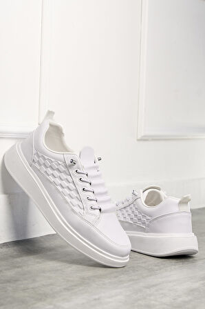 Günlük Erkek Spor Ayakkabı Bağcıklı Dikiş Detaylı Hafif Kalın Yüksek Taban Sneaker 418