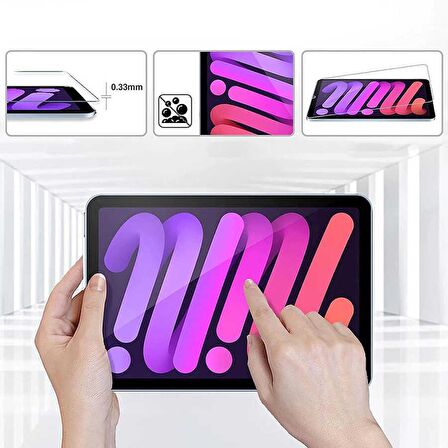 Apple iPad Mini 6 2021 Fuchsia Tablet Temperli Cam Screen Protector Çizilmeye Darbeye Dayanıklı İnce Ekran Koruyucu