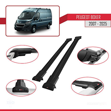 Peugeot Boxer 2 2007 ve Sonrası ile Uyumlu FLY Model Ara Atkı Tavan Barı Siyah 2 Adet
