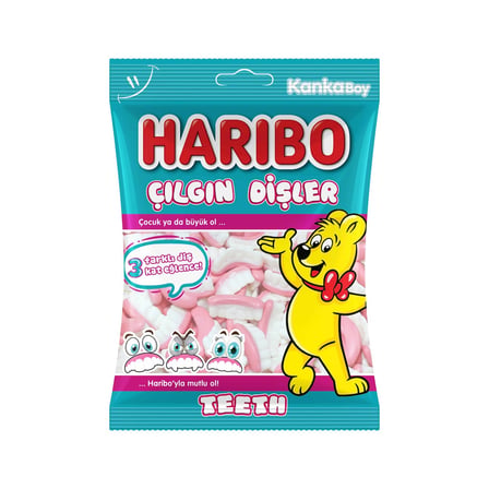 Haribo Yumuşak Şeker 80G Teeth - Diş Şeklinde Meyveli Şekerleme 2'li Ekonomik Paket - 2 Adet