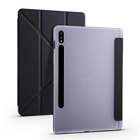 Galaxy Tab S7 FE LTE (T737-T736-T733-T730) Uyumlu Kalemlikli Premium Standlı Katlanabilir Uyku Modu Özellikli Tablet Kılıfı